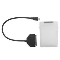 TypeC SATA Adapter 2.5in USB 3.0 10G SSD HDD Hard Disk Drive Cable Protection Box(White ) balta
