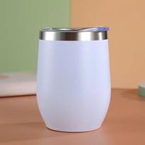 12oz Kiaušinio lukšto termopuodeliai 304 nerūdijančio plieno vyno taurės dvigubų sienelių vakuuminės kolbos biurui ir namams izoliuotas kavos puodelis 350ML balta