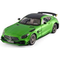 1/18 Scale BENZ AMG-GTR Cool Alloy Sports Car Model, Simulated Interior Details, Cool Lighting and Sound Effects, Exquisite Desktop Ornaments žalia