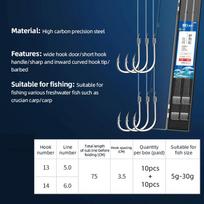 Wild Fishing Lake Giant Fish Hooks Tied Sub-line Double Hook Finished Anti-winding Hook Set Fishing Gear Hook 20pcs