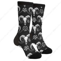Horror Goat Pentagram Gothic Wicca Halloween Casual Unisex Novelty Fun Crew Socks Fashion Comfortable Men And Women Crazy Dress One Size