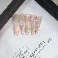Pure Hand-kneaded Craft Peach Lime Embossed Butterfly Metering Cat Eye Style Wear Nail Art Stickers extra small xs