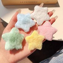 5pcs Plush Pentagram Hair Clip Y2K Star Duckbill Clip White Pink Fur Dopamine Hair Ornament Sweet Headwear for Women Size fits all