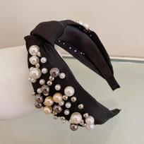 PROLY New Fashion Women Hair Accessories Wide Side Headband Mix Pearls Baroque Hairband For Adult Center Knot Headwear