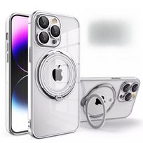 Tinka iPhone16ProMax magnetiniam įkrovimui, skaidrus mobiliojo telefono dėklas su besisukančiu laikikliu, Apple 15 apsauginis dėklas nuo kritimo 14 iPhoneXsMax juoda