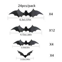Vaikų kambario sienos lipdukas Helovino atmosferos dekoracija 3D juodas PVC šikšnosparnis pasidaryk pats šikšnosparnio sienos lipdukas namų tapetai 24PCS