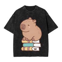 Streetwear Washed T-Shirt Capybara Rodent Animal Lovers Humor Simple T-Shirts  Leisure Tshirt for Couple Summer Aesthetic S