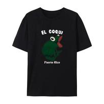 2025 Summer Fashion Short Sleeve El Coqui Frog Printed Round Neck T-shirt for Men and Women Loose and Versatile Summer Loose S