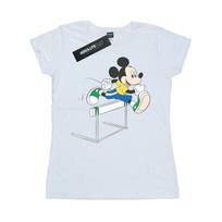 Disney Womens/Ladies Mickey Mouse Hurdles Cotton T-Shirt XXL balta