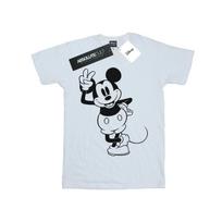 Disney Womens/Ladies Mickey Mouse Peace Hand Cotton Boyfriend T-Shirt S balta
