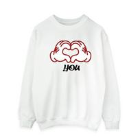 Disney Mens Mickey Mouse Love You Hands Sweatshirt XXL balta