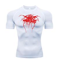 2025Men's compression print short sleeve gym workout T-shirt, quick drying Breathable T-shirt, fitness training track top RL0547 S white