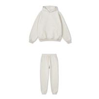Men's Fleece-Lined Hoodie & Sweatpants Set, Autumn/Winter Trend, Thick Solid Color, Youth Style XXL