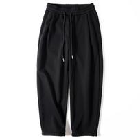 Gray Straight-Leg Sweatpants for Men, Fleece-Lined and Thickened for Winter, Warm and Loose-Fitting Casual Wide-Leg Sweatpants Black M