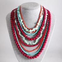 Colorful Gravel Bead Stacking Necklace Bohemia Style Beads Chains Necklace  Women