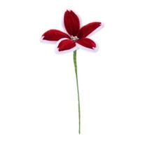 Finished Pipe Cleaner Flower Handmade Long Stem Lily Flower Craft Preserved Fake Flowers Gift for Anniversary Birthday Mother's Day vyno raudonos spalvos