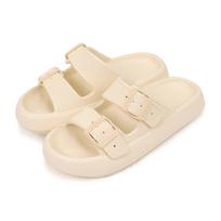 Thick-Soled EVA Sandals for Couples - Summer Wear-Resistant Double-Buckle Slides, Non-Slip Soft Sole Comfort Slippers for Indoor & Outdoor Use 35-36 smėlis