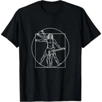 Vitruvian Mann, Rocker Music Electric Guitar Rock Music Da Vinci T-Shirt - Men's Summer Cotton Graphic Tee S įvairiaspalvis