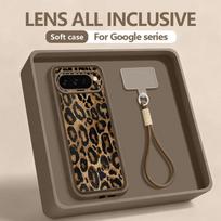 Leopardo ir karvės rašto telefono dėklas Google Pixel 10 9 Pro XL 10 9 8 7 Pro 9A 8A, minkšto silikono dėklas su dirželiu Pixel 7A 8 7 Pro Google Pixel 7