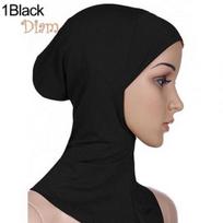 Tenfyer Soft Muslim Full Cover Inner Hijab Cap Islamic Underscarf Neck Head Bonnet Hat juoda
