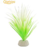 13 cm dirbtinės vandens žolės akvariumo ornamentas balta/žalia