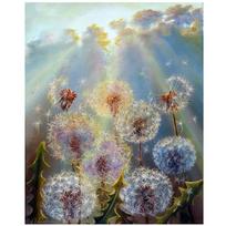 Cross Stitch Diamond Embroidery Dandelion Full round Drill Diy 5D Diamond Painting 20X30CM gray