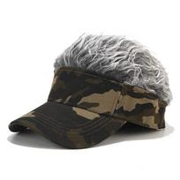 Men Women Camo Baseball Cap With Fake Flair Hair Sunshade Hat Adjustable Headwear žalia