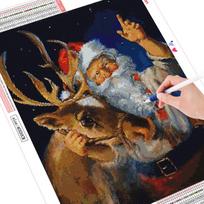 Diamond Painting Santa Claus Full Round Diamond Embroidery DIY Christmas 20X30CM gray