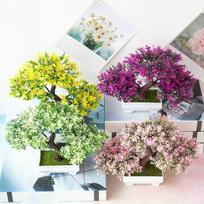 1Pc Artificial Plants Bonsai Small Greenpine Pot Plants Simulation Fake Flowers Ornament for Home Decoration Hotel Garden Decor geltona