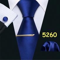Barry.Wang Tie Hanky ​​rankogalių segtukai Auksinės kaklaraiščio segtukai vyrams Formalus šilko kaklaraiščio dizaineris N-5260