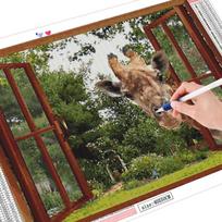 HUACAN 5D DIY Deimantinė Siuvinėjimo Kryželiu Žirafa Deimantinė Tapyba Gyvūnas Deimantinė Mozaika Langų Dekoravimas Namams Full Square 20*30 cm gray