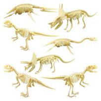 7Pcs/Set Collectible Plastic Interesting Decorative Archeological Dinosaur Skeleton Toy Archaeological Sets beige