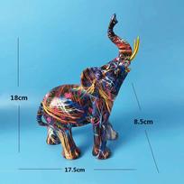 Art Colorful Elephant Sculpture Resin Animal Statue Modern Art Graffiti Home Living Room Decor Desk Aesthetic Room Decor Gift L white