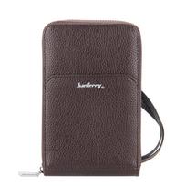 „Baellerry“ vyriški PU odiniai rankiniai telefonų krepšiai Vintažinio dizaino užtrauktuku monetų piniginės piniginės 19cm*11cm*3cm ruda