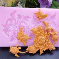 „Pasidaryk pats“ gėlių silikono formos „Orchid Butterfly Dry Pace Fondant“ torto dekoravimo nėrinių raštų kepimo įrankis rožinė