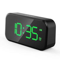Bedside Mirror LED Digital Snooze Alarm Clock Night Light With USB Charging žalia