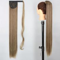 MISS WIG Natural Synthetic Fiber Hair Extensions Heat Resistant Fiber Ponytail Long and Smooth Black Hair Style 55 cm