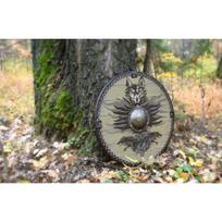 Vikingų viduramžių apvalus medinis larpinis plienas, mūšio dėvimas medis, skandinavų autentiškas black