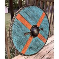 24  Medieval Shield Wooden Battle Ready Armor Vintage Viking Shield LARP Cosplay gray