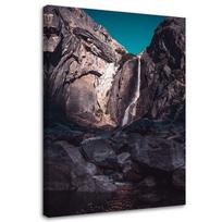 Canvas print, Waterfall among high rocks 40x60 pilka spalva