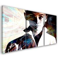 Trijų dalių paveikslas ant drobės Audrey Hepburn 60x40 balta/juoda