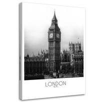 Spaudinys ant drobės Londono didysis Benas 40x60 balta/juoda