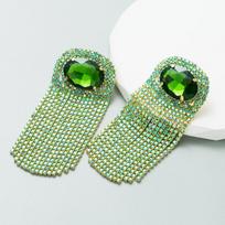 Women's Drop Earring Long Tassels Exaggerated Glass Crystal Temperament Alloy Earrings OneSize auksas