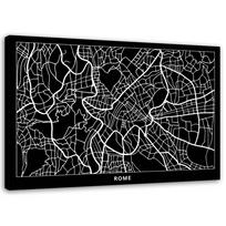 Canvas print City Map Rome 60x40 juoda/balta
