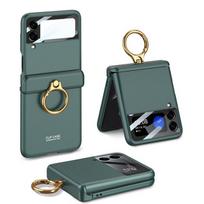 Anti -Slip Hard Pc Mobile Phone Case For Samsung Galaxy Z Flip 3 5g Flip3 Finger Ring Holder Precise Cutout Cover for Galaxy Z Flip 3 žalia