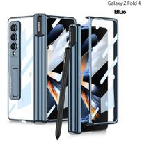 Prabangus magnetinio rašiklio laikiklio dėklas, skirtas Samsung Galaxy Z Fold 4 5g sulankstomas 4 sulankstomas laikiklis, plėvelė, integruota įdėklas, kietas dangtelis Only Case mėlyna