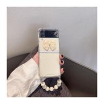 For Samsung Z Flip 3 Transparent Case Pearl Lanyard Japanese Mobile Phone Case For Galaxy Zflip Zflip 4 Samsung Etui Bumper For Samsung Z FLIP 3 skaidri