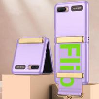 Riešo dirželio laikiklis Funda skirtas Samsung Galaxy Z Flip 5g dėklas Matinis kietas plastikas smūgiams atsparus riešo atverčiamas dėklas For Galaxy Z Flip 5G