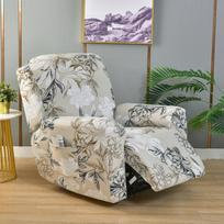 Printed Elastic Recliner Sofa Cover Soft Stretch Single Sofa Covers For Living Room Pets Kid Split Functional Lounger Chair Case 1 Piece (4 Parts) gray