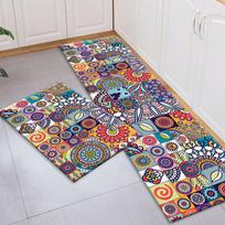 Boho virtuvės kilimėlis Vintage įėjimo verandos grindų kilimėliai Abstraktūs geometriniai vonios kambario durų kilimėliai Svetainės miegamojo kambario grindų kilimėliai 40x60cm gray